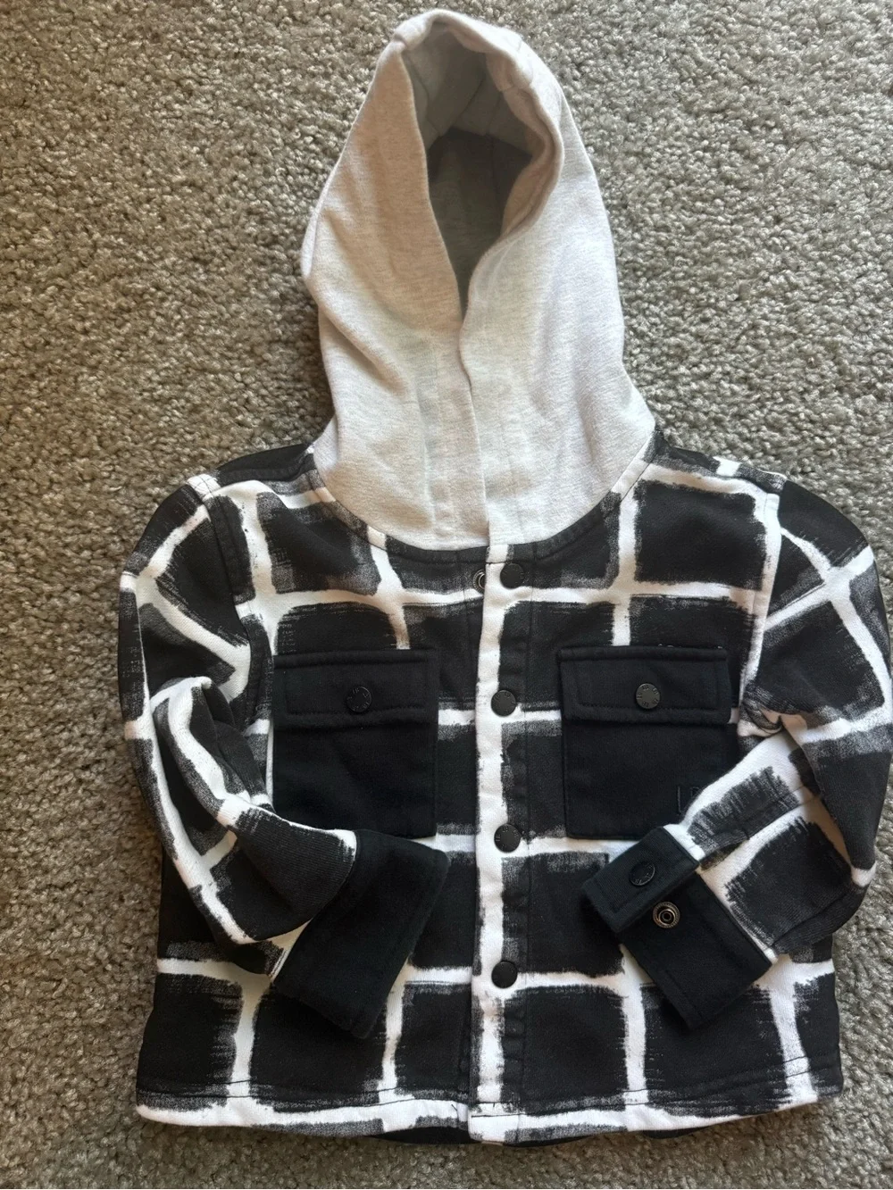 Little Bipsy Black and White Grid Hooded Jacket